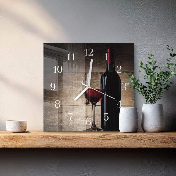 Ceas pătrat de perete din sticlă Vin