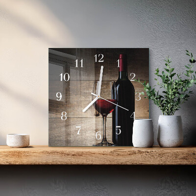 Ceas pătrat de perete din sticlă Vin