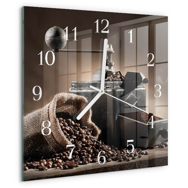 Ceas pătrat de perete din sticlă Râșniță de cafea