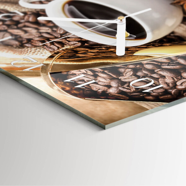 Ceas pătrat de perete din sticlă Cafea