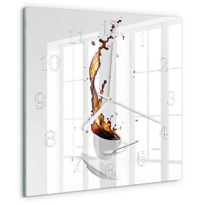 Ceas pătrat de perete din sticlă Cafea