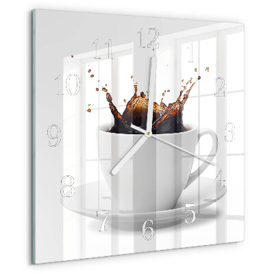 Ceas pătrat de perete din sticlă Cafea
