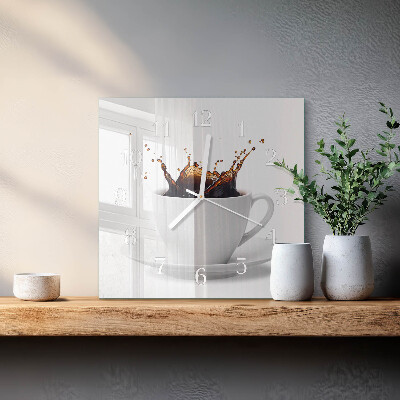 Ceas pătrat de perete din sticlă Cafea