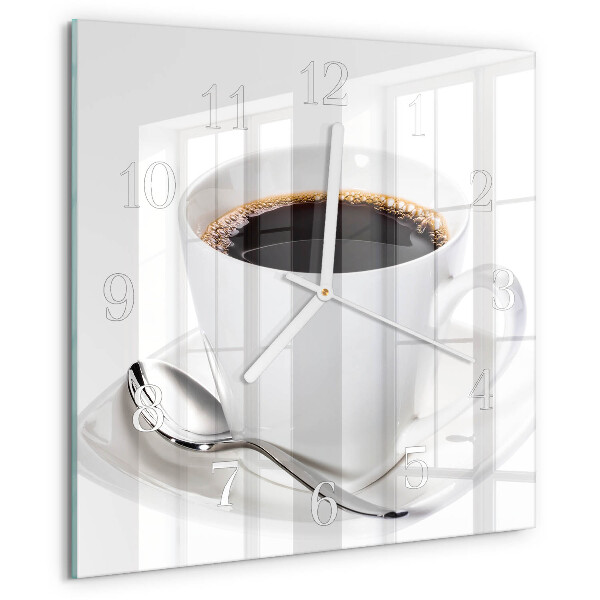 Ceas pătrat de perete din sticlă Cafea