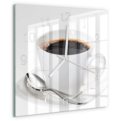 Ceas pătrat de perete din sticlă Cafea