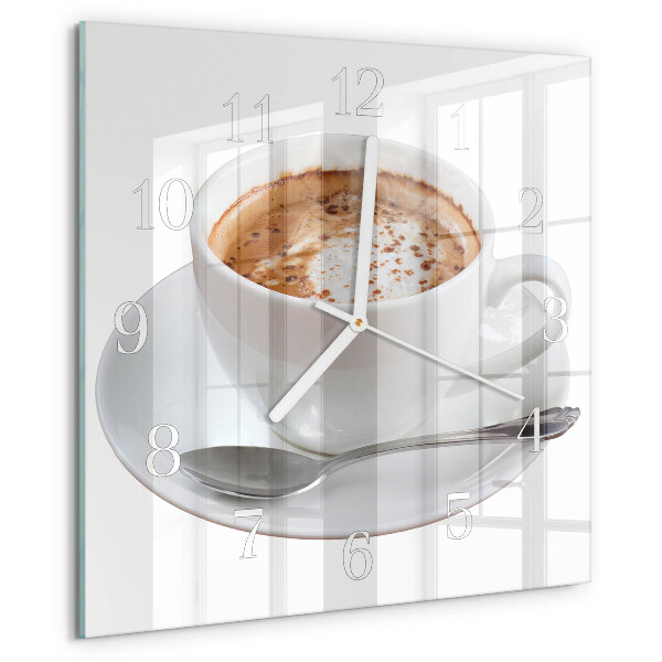 Ceas pătrat de perete din sticlă Cafea