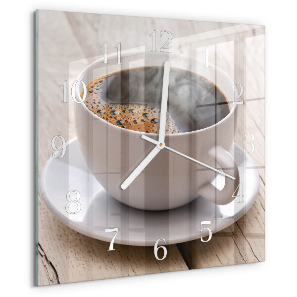 Ceas pătrat de perete din sticlă Cafea
