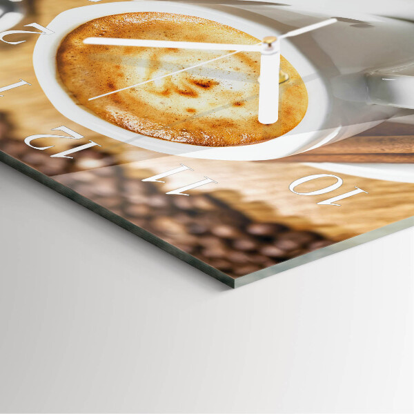Ceas pătrat de perete din sticlă Cafea
