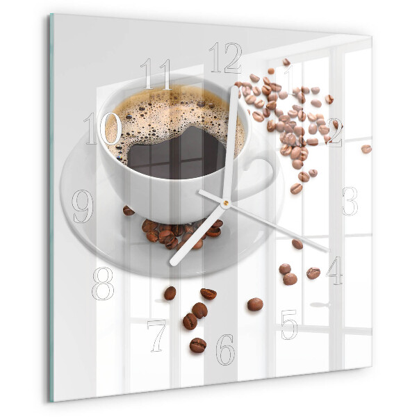 Ceas pătrat de perete din sticlă Cafea