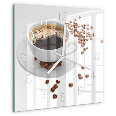Ceas pătrat de perete din sticlă Cafea