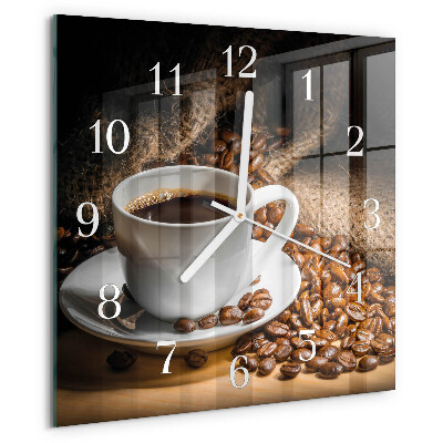 Ceas pătrat de perete din sticlă Cafea