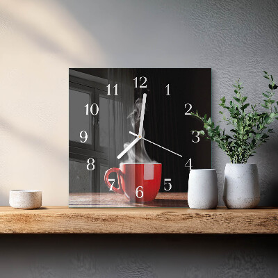 Ceas pătrat de perete din sticlă Ceașcă de cafea