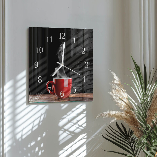 Ceas pătrat de perete din sticlă Ceașcă de cafea