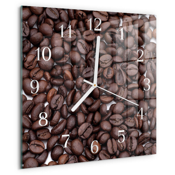 Ceas pătrat de perete din sticlă Boabe de cafea