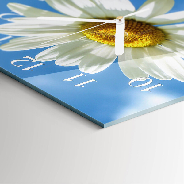 Ceas pătrat de perete din sticlă Floare