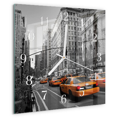 Ceas pătrat de perete din sticlă Taxi din New York