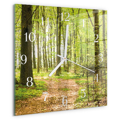 Ceas pătrat de perete din sticlă Pădure