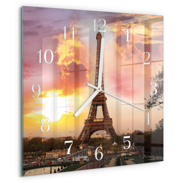 Ceas pătrat de perete din sticlă Turnul Eiffel din Paris