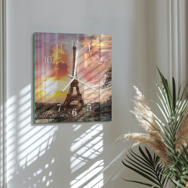 Ceas pătrat de perete din sticlă Turnul Eiffel din Paris