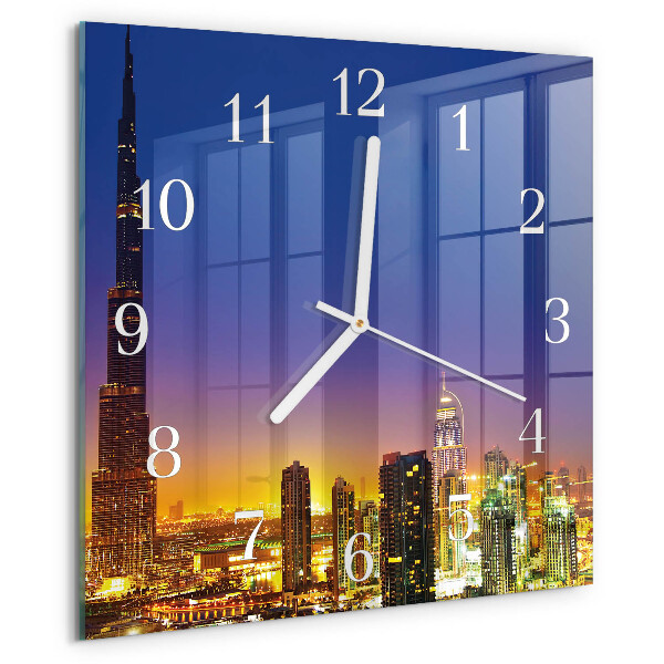 Ceas pătrat de perete din sticlă Orizont Dubai
