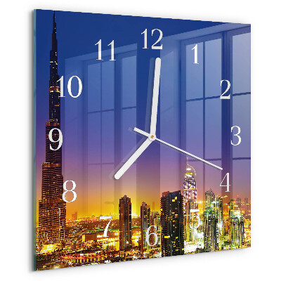 Ceas pătrat de perete din sticlă Orizont Dubai