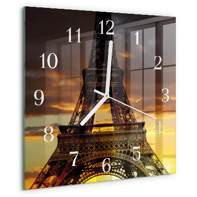 Ceas pătrat de perete din sticlă Turnul Eiffel din Paris