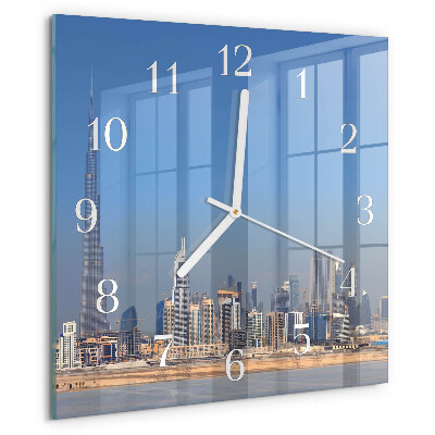 Ceas pătrat de perete din sticlă Orizontul Dubaiului