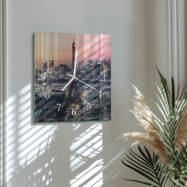 Ceas pătrat de perete din sticlă Turnul Eiffel din Paris