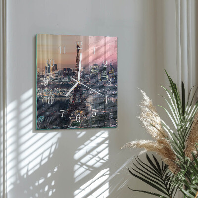 Ceas pătrat de perete din sticlă Turnul Eiffel din Paris