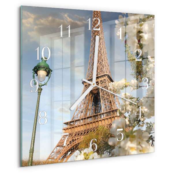 Ceas pătrat de perete din sticlă Turnul Eiffel din Paris