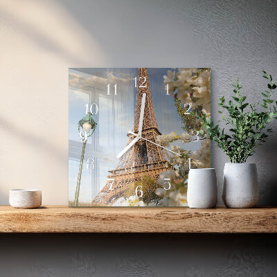 Ceas pătrat de perete din sticlă Turnul Eiffel din Paris