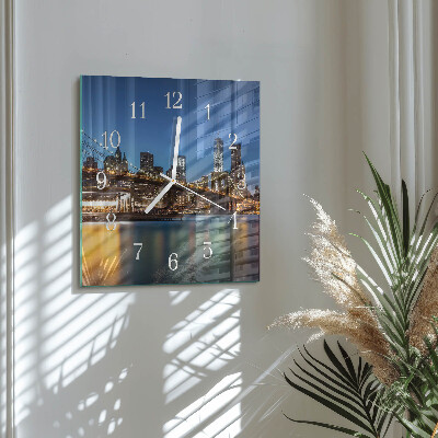 Ceas pătrat de perete din sticlă Pod orizontal