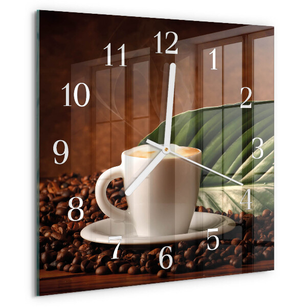 Ceas pătrat de perete din sticlă Ceașcă de cafea