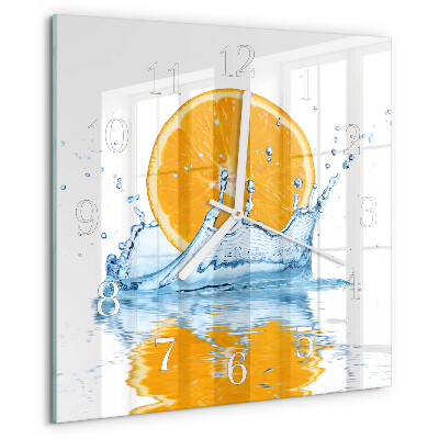 Ceas pătrat de perete din sticlă Apă de portocale