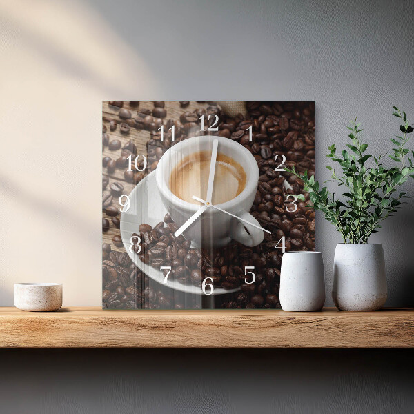 Ceas pătrat de perete din sticlă Ceașcă de cafea