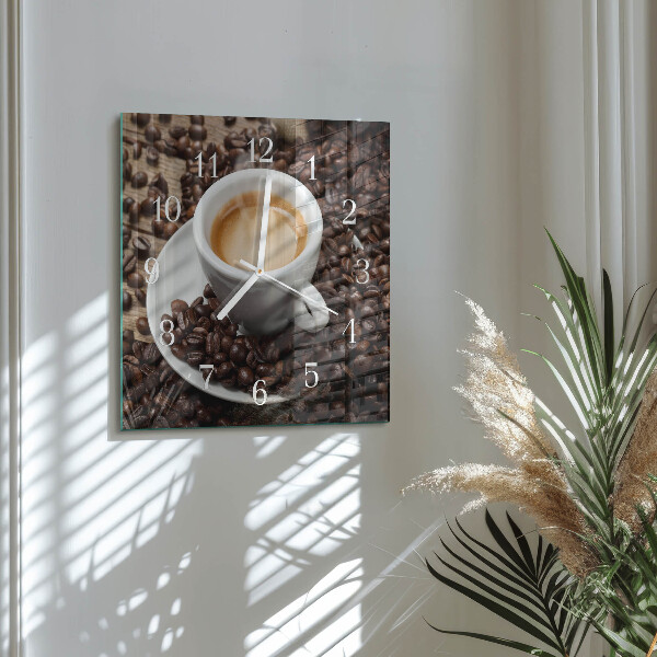 Ceas pătrat de perete din sticlă Ceașcă de cafea
