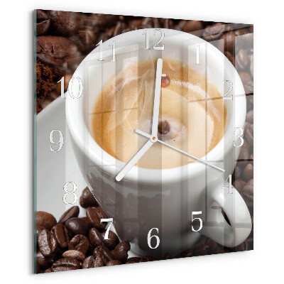 Ceas pătrat de perete din sticlă Ceașcă de cafea