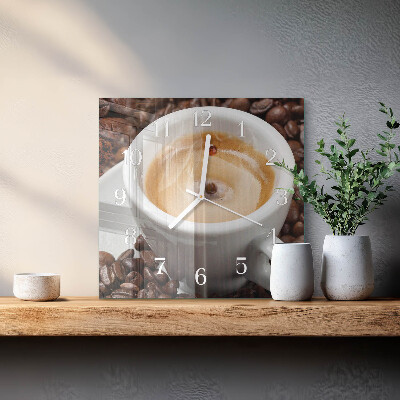Ceas pătrat de perete din sticlă Ceașcă de cafea