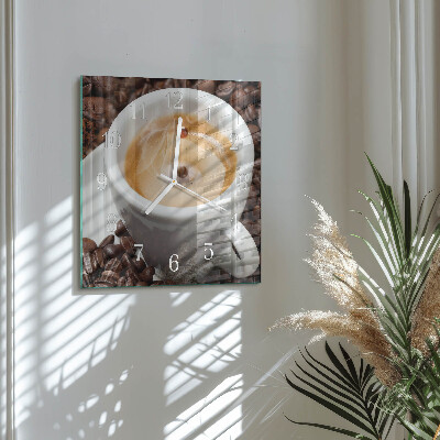Ceas pătrat de perete din sticlă Ceașcă de cafea