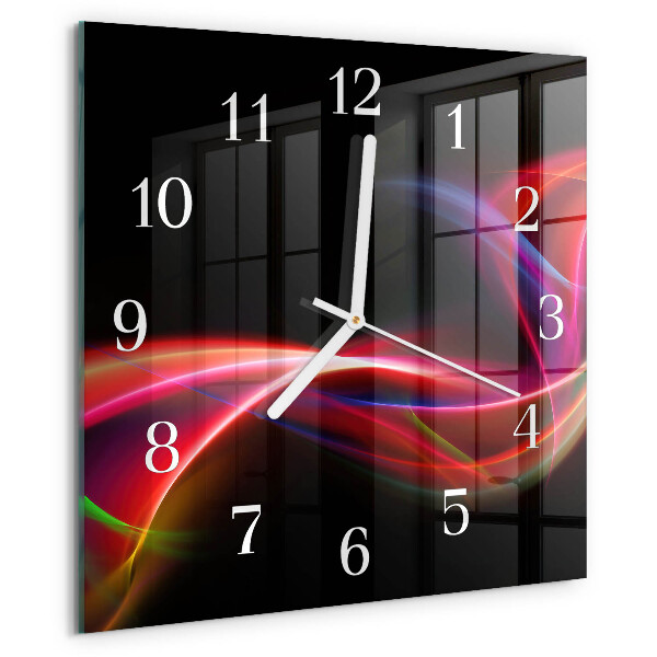 Ceas pătrat de perete din sticlă Linii abstracte
