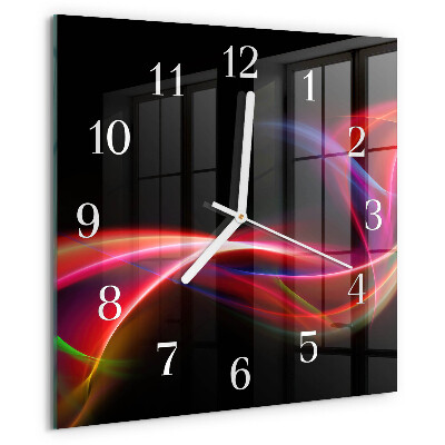Ceas pătrat de perete din sticlă Linii abstracte