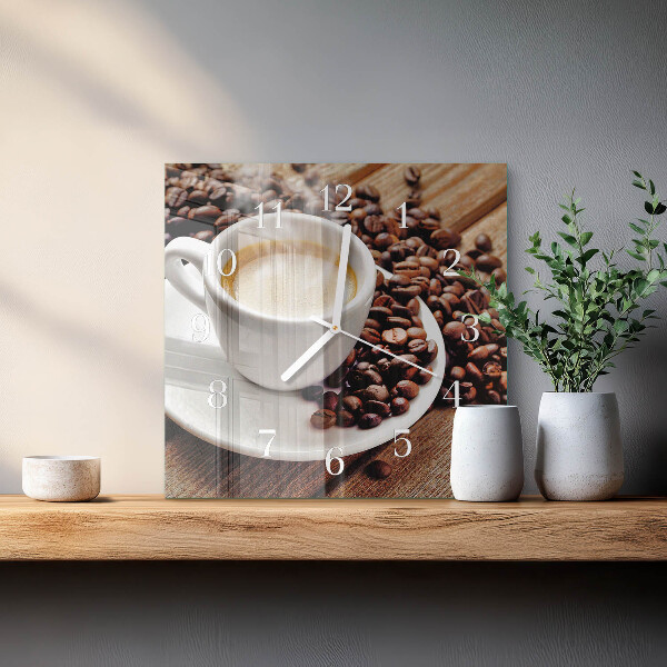 Ceas pătrat de perete din sticlă Ceașcă de cafea