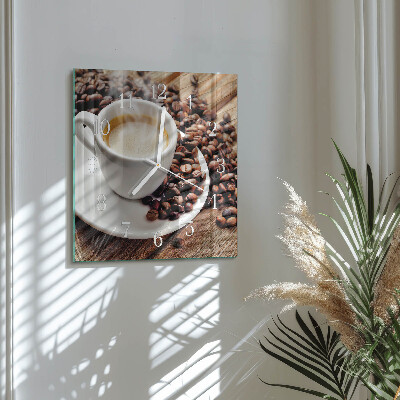 Ceas pătrat de perete din sticlă Ceașcă de cafea