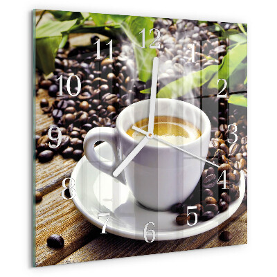 Ceas pătrat de perete din sticlă Ceașcă de cafea