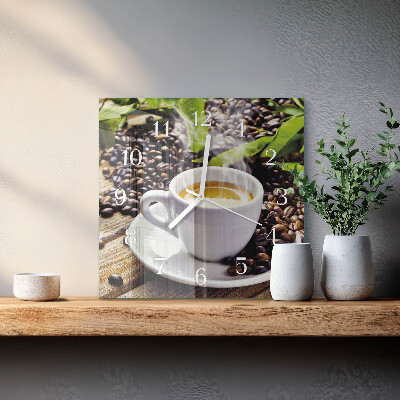 Ceas pătrat de perete din sticlă Ceașcă de cafea