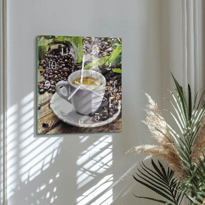 Ceas pătrat de perete din sticlă Ceașcă de cafea