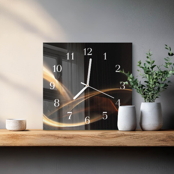 Ceas pătrat de perete din sticlă Linii abstracte