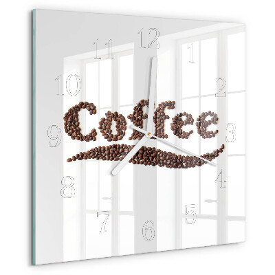 Ceas pătrat de perete din sticlă Cafea „Cafea”