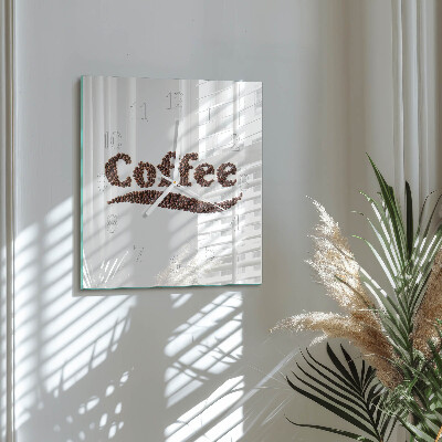 Ceas pătrat de perete din sticlă Cafea „Cafea”