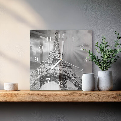 Ceas pătrat de perete din sticlă Turnul Eiffel din Paris